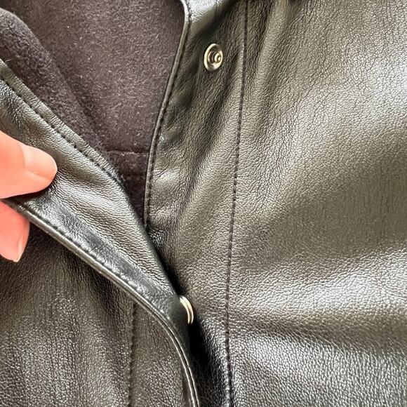 Zara Faux Leather Button Up Shacket in Black - Picture 4 of 8